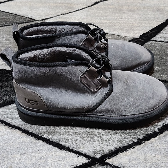 UGG NEUMEL GHILLIE GRAY SUEDE SHEEPSKIN ELASTIC LACES EMBOSSED LOGO SHOES main image 14